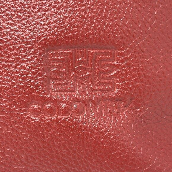 Red Leather Sling with Mola Textile and Adjustable Strap, "Red Jungle" - Picture 5 of 5